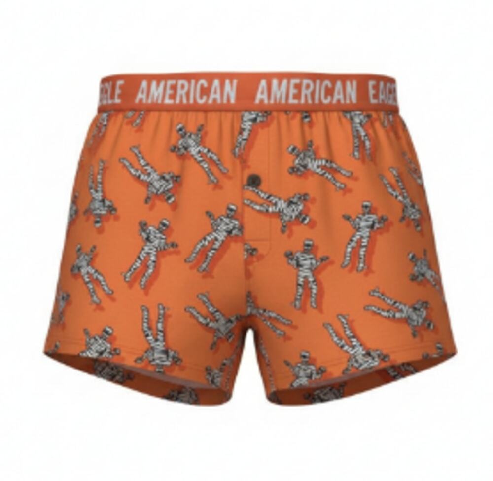 American Eagle Mummy Orange Black White Boxers Mens Small 29-31